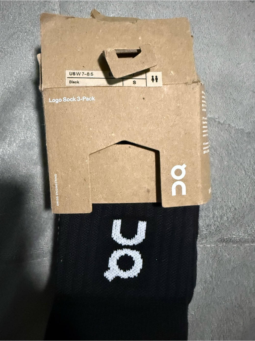 On Running Black Crew Socks with White Logo - 3 Pack